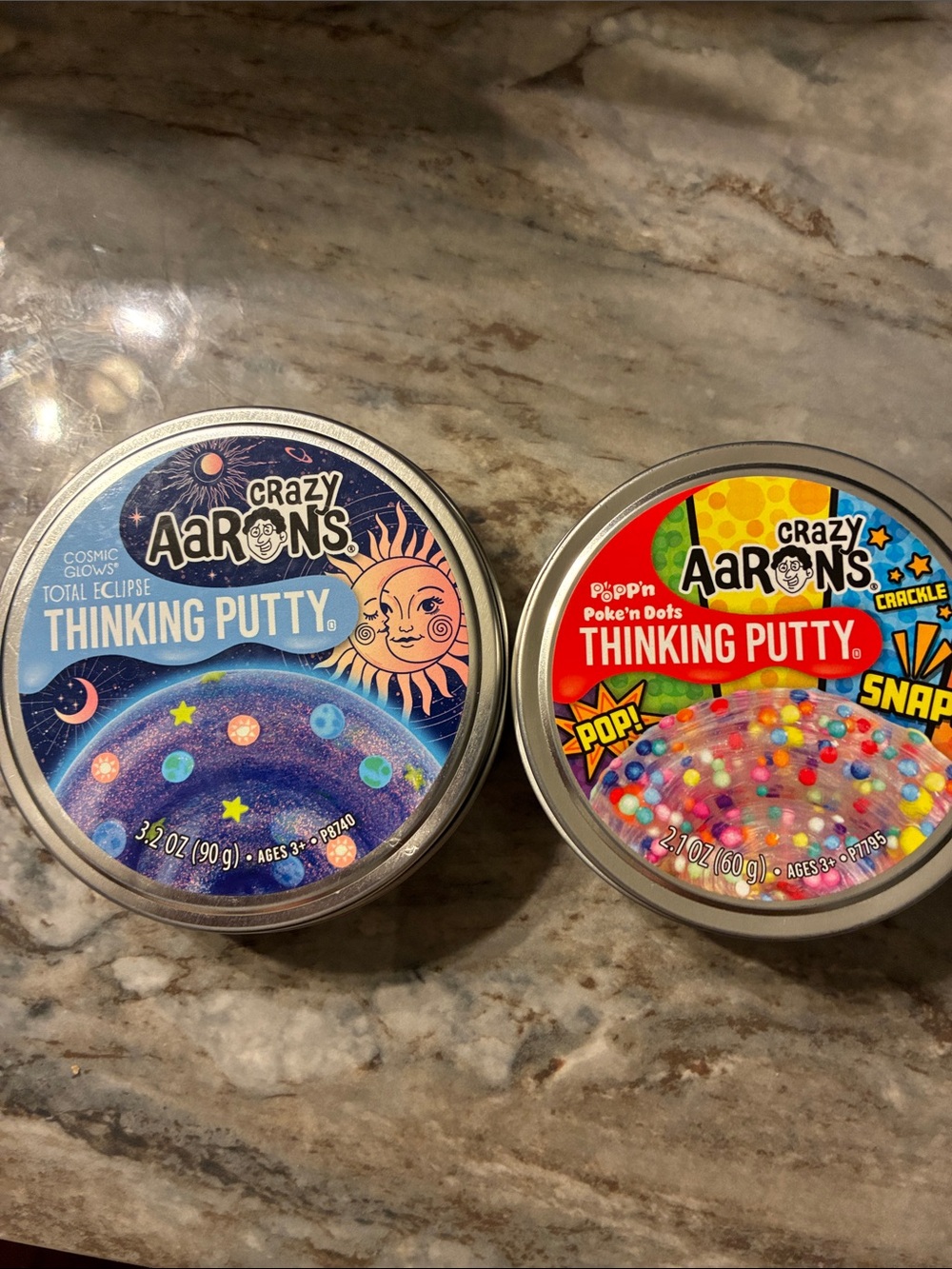 Thinking Putty - Blue Galaxy & Rainbow Pop (Set of 2) Large like new